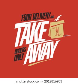 Food delivery and take away vector banner mockup