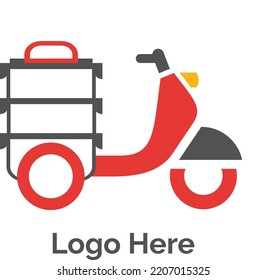 Food delivery tiffin logo design vector indian dabba on bike wheels icon retro traditional 