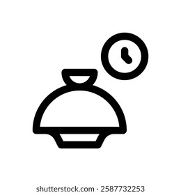 Food delivery time. Editable stroke vector icon.