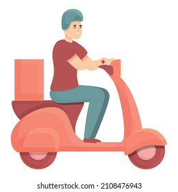 Food delivery tracking icon cartoon vector. Scooter courier. Pizza service