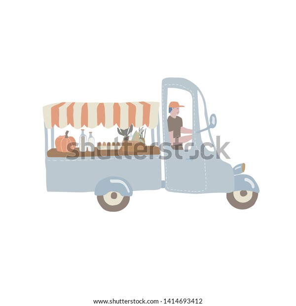 Food delivery,\
food truck with driver,\
courier