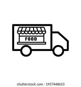 food delivery truck icon. Editable stroke. Design template vector