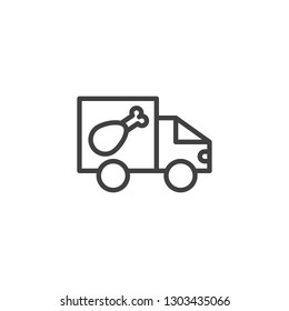 Food delivery truck line icon. linear style sign for mobile concept and web design. Fast food delivery truck outline vector icon. Symbol, logo illustration. Pixel perfect vector graphics
