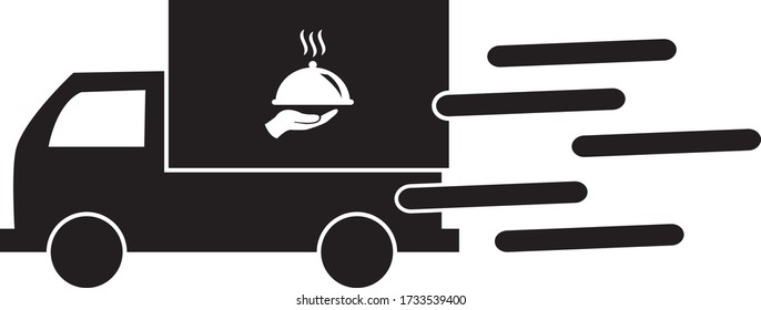 Food delivery truck vector icon, food delivery service icon