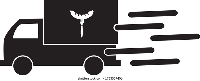 Food delivery truck vector icon, food delivery service icon
