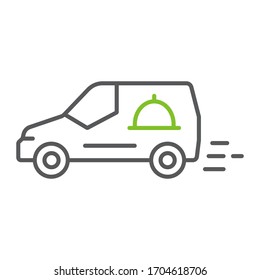 Food delivery van color line icon, service and delivery, fast delivery sign, vector graphics, a linear icon on a white background, eps 10