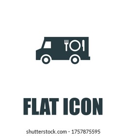 Food delivery van with platter.