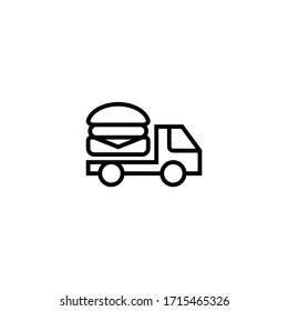 Food delivery vector icon in linear, outline icon isolated on white background
