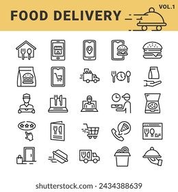 Food Delivery  vector icon set for commercial use