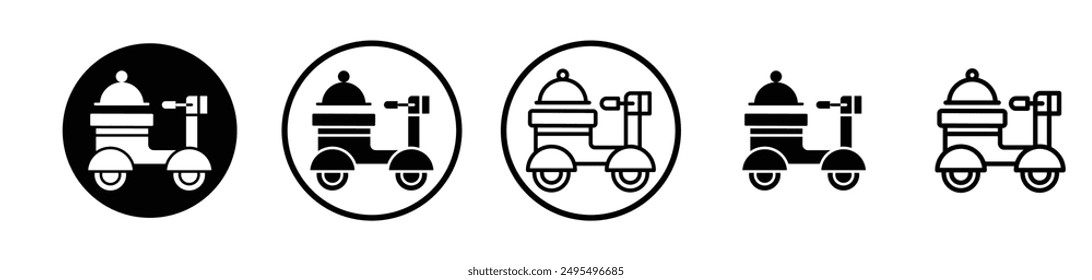 Icono de Vector de entrega de alimentos en color blanco y negro.
