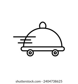 Food delivery vector illustration. Quick meal order delivery vector sign. Speedy food delivery vector icon in black and white color.