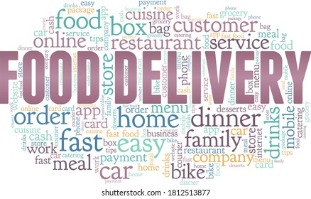 Food delivery vector illustration word cloud isolated on a white background.