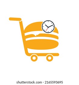 Food delivery vector logo design. On time food delivery logo concept.	