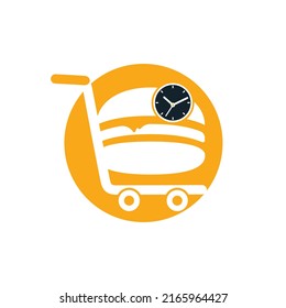Food delivery vector logo design. On time food delivery logo concept.	