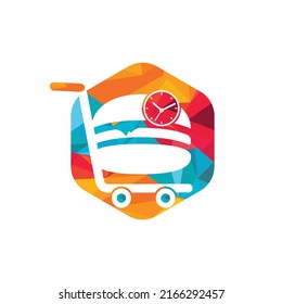 Food delivery vector logo design. On time food delivery logo concept.	
