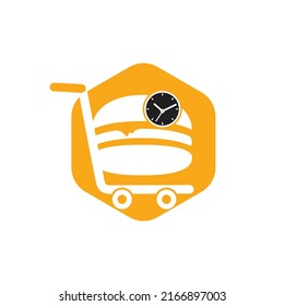 Food delivery vector logo design. On time food delivery logo concept.	