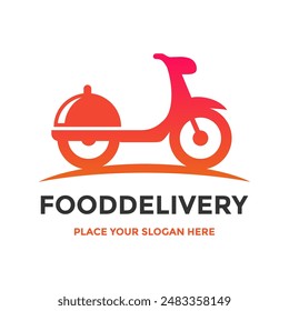 Food delivery vector logo template. This design motorcycle symbol. Suitable for culinary business.