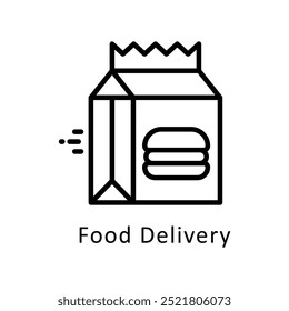 Food Delivery vector Outline icon style illustration. Symbol on White background EPS 10 File