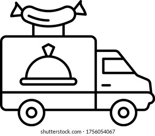 Food Delivery Vehicle Concept, Restaurant Own Lorry Vector Icon Design, Coronavirus contactless food delivery symbol on white background, Touchless Snacks Delivery Sign,