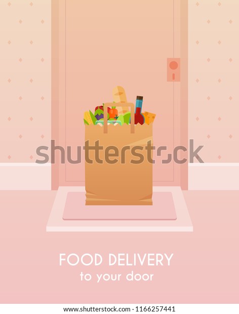 Food delivery to your door. Flat design modern\
vector illustration\
concept.