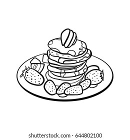 Food, desert, pancakes, breakfast, vector illustration  
