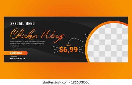 Food design banner template for social media promotion. Luxury advertising concept.