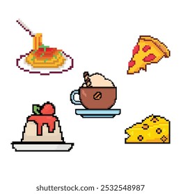 food design elements blurred pixel art illustration