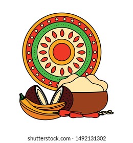 Food design, Onam festival celebration culture traditional india and holiday theme Vector illustration