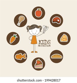 Food design over beige background, vector illustration
