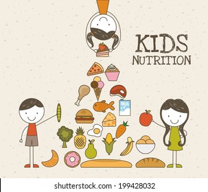 Food design over beige background, vector illustration