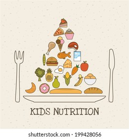 Food design over beige background, vector illustration