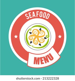 Food design over blue background, vector illustration