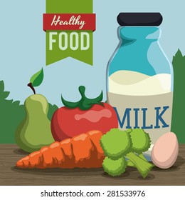 Food design over blue background, vector illustration.