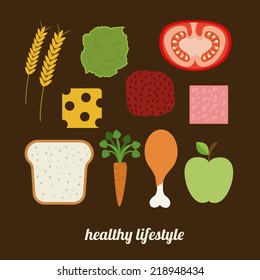 Food design over brown background, vector illustration