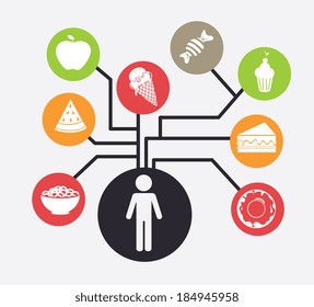 Food design over gray background, vector illustration