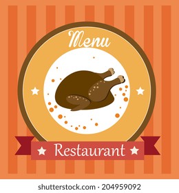 Food design over orange background, vector illustration