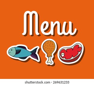 Food design over orange background, vector illustration