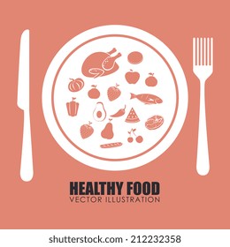 Food design over red background, vector illustration