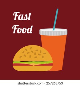 Food design over red background, vector illustration.