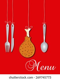 Food design over red background, vector illustration