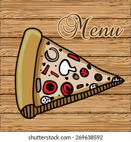 Food design over wood background, vector illustration