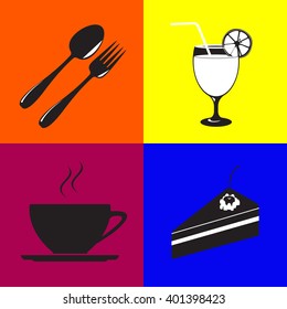  food and dessert icon set.