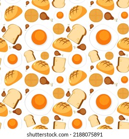 Food and dessert seamless pattern illustration