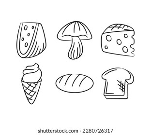 food and dessert sketch hand drawn illustration