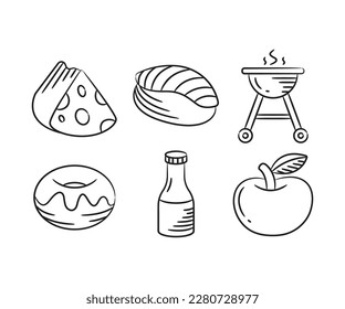 food and dessert sketch hand drawn illustration