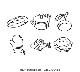 food and dessert sketch hand drawn illustration
