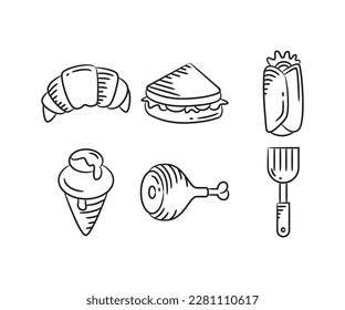 food and dessert sketch hand drawn illustration