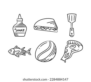 food and dessert sketch hand drawn illustration