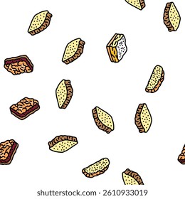 food dessert snack menu vector seamless pattern thin line illustration