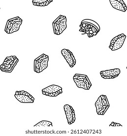 food dessert snack menu vector seamless pattern thin line illustration
